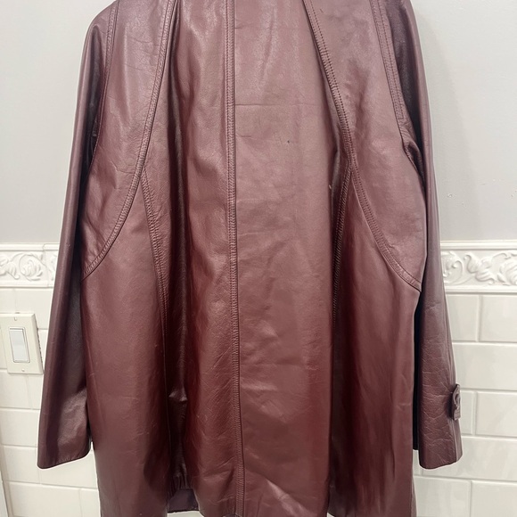 Made In Korea 70’s Vintage Leather Trench Coat Fully Removable Lining Size large - Picture 4 of 6